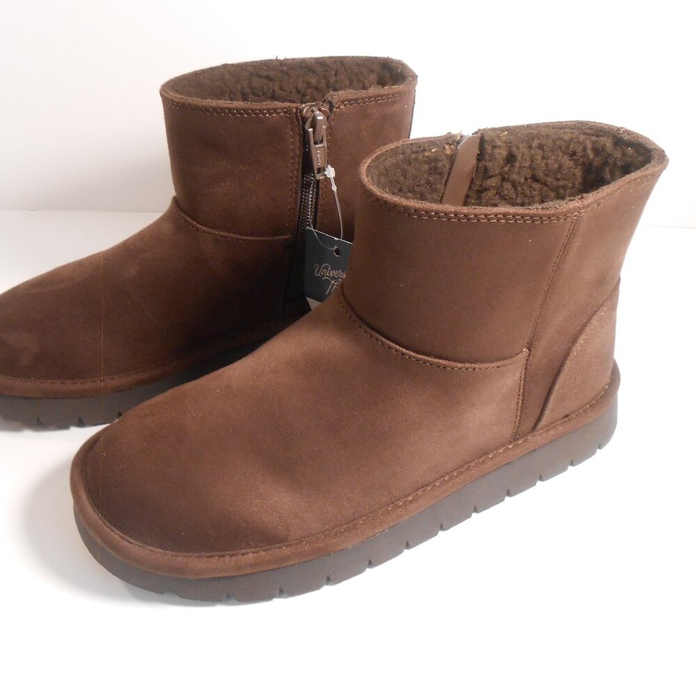 Universal Tread Brown Fur Suede Sherpa Booties /Size 6.5/NWT